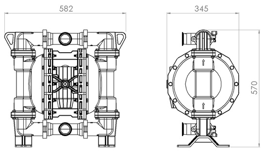 Pompa pneumatyczna spożywcza PF0500 TRI-CLAMP 1-2CALkwasoodporna FDA wymiary